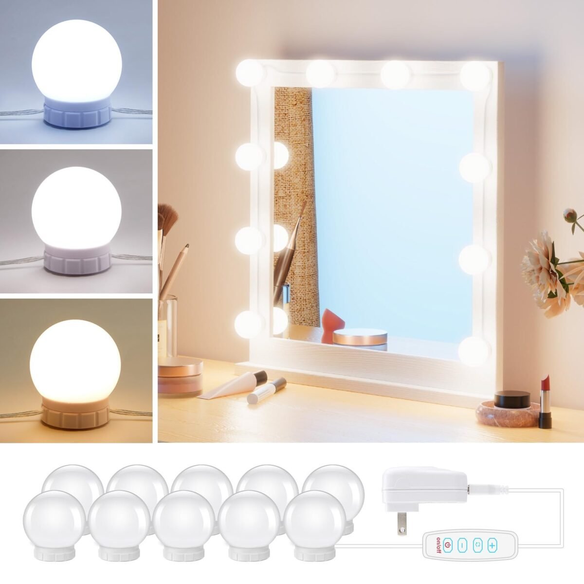 Vanity Mirror Light LED Bulbs for Makeup Mirror Stand (10 Bulbs)